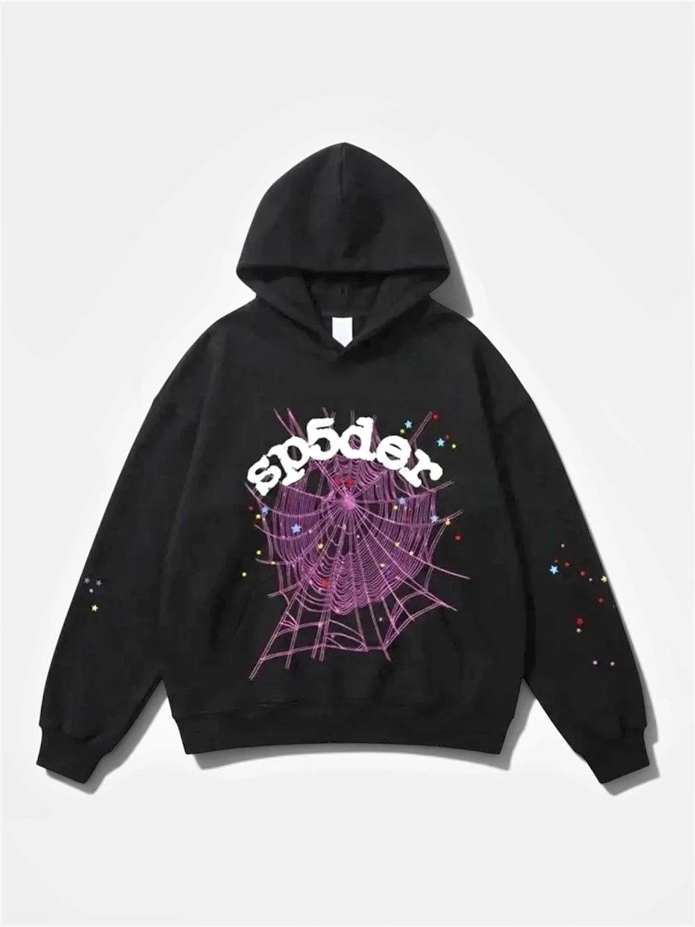 Sp5der OG Web Hoodie Black Graphic in Black & Purple Size Large